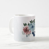 Mug Fleurs roses bleues romantiques verdure (Devant gauche)