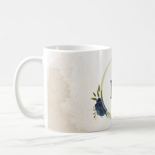 Mug fleurs roses blush et navy verdure (Gauche)