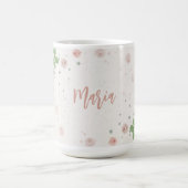 Mug fleurs roses carmin verdure botanique (Centre)