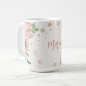 Mug fleurs roses carmin verdure botanique (Devant gauche)