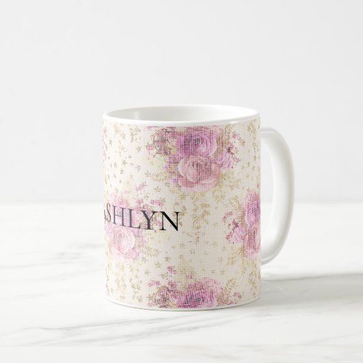 Mug Fleurs roses Chic (Devant droit)