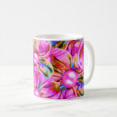 Mug Fleurs roses cousues Abstraites (Devant droit)