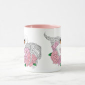 Mug Fleurs roses cygnes blanches (Centre)