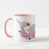 Mug Fleurs roses cygnes blanches (Gauche)