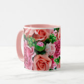 Mug Fleurs Roses de corail et de thé rose (Devant gauche)