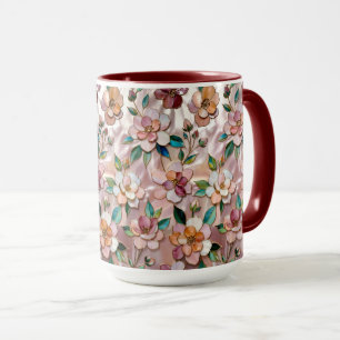 Mug Fleurs Roses Élégante Tasse à Café Botanique