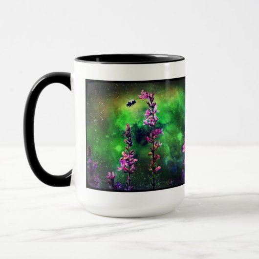 Mug Fleurs roses et abeilles contre le monde (Gauche)