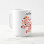 Mug Fleurs roses et blanches Cerisier Élégant (Devant gauche)
