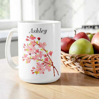 Mug Fleurs roses et blanches Cerisier Élégant