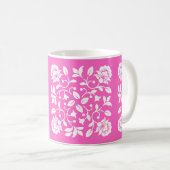 Mug Fleurs roses et blanches chaudes (Devant droit)