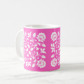Mug Fleurs roses et blanches chaudes (Devant gauche)