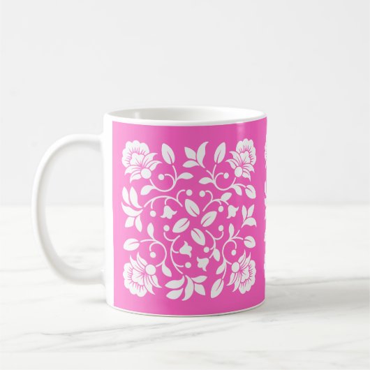 Mug Fleurs roses et blanches chaudes (Gauche)