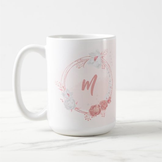 Mug fleurs roses et blanches romantiques (Gauche)