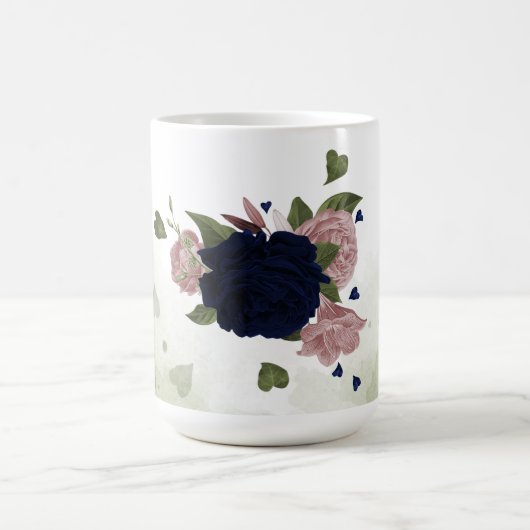 Mug fleurs roses et bleu marine verdure (Centre)