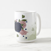 Mug fleurs roses et bleu marine verdure (Devant droit)