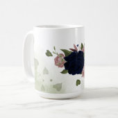 Mug fleurs roses et bleu marine verdure (Devant gauche)
