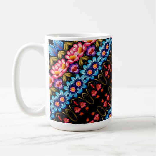 Mug Fleurs roses et bleues (Gauche)