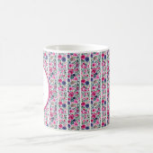 Mug fleurs roses et bleues et monogramme à rayures bla (Centre)