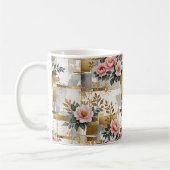 Mug Fleurs roses et Carrés (Gauche)