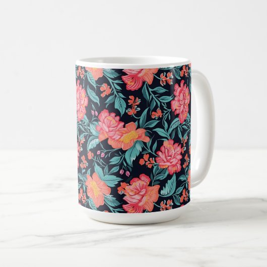 Mug Fleurs roses et coraux (Devant droit)