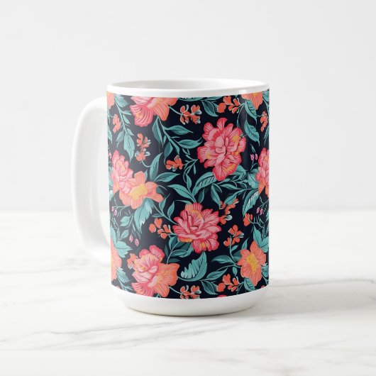 Mug Fleurs roses et coraux (Devant gauche)