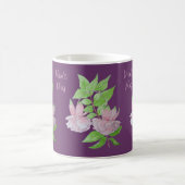 Mug Fleurs roses et feuilles design peinture originale (Centre)