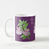 Mug Fleurs roses et feuilles design peinture originale (Gauche)