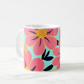 Mug Fleurs roses et jaunes sur Sky Blue- Dopamine (Devant gauche)