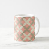 Mug fleurs roses et motifs feuille gris (Devant droit)