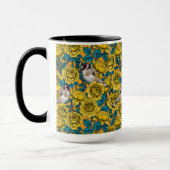 Mug Fleurs roses et oiseaux dorés (Gauche)