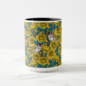 Mug Fleurs roses et oiseaux dorés (Centre)