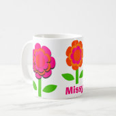Mug Fleurs roses et orange chaudes (Devant gauche)