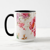 Mug Fleurs roses et orange exquises. Shabby Chic (Gauche)