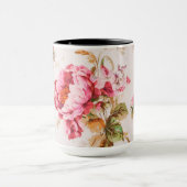 Mug Fleurs roses et orange exquises. Shabby Chic (Centre)