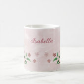 Mug fleurs roses feuilles vertes (Centre)