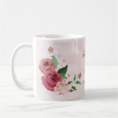 Mug fleurs roses feuilles vertes (Gauche)