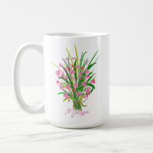 Mug Fleurs roses Fleurs sauvages Floral nom personnali