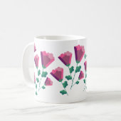 Mug Fleurs roses géométriques abstraites (Devant gauche)