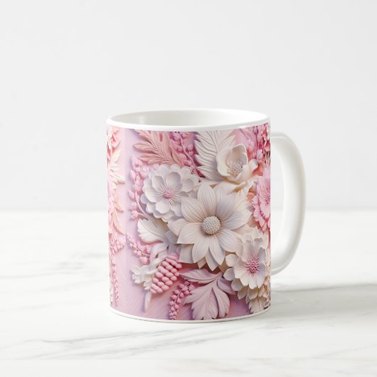Mug Fleurs roses imprimées 3D (Devant droit)