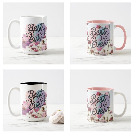 Mug Fleurs roses Meilleure Maman Joyeuse Fête des Mère