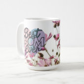 Mug Fleurs roses Meilleure Maman Joyeuse Fête des Mère (Devant gauche)