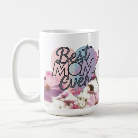 Mug Fleurs roses Meilleure Maman Joyeuse Fête des Mère (Gauche)