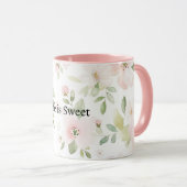 Mug Fleurs Roses Menthe La Vie est Douce (Devant droit)