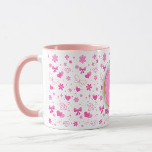 Mug Fleurs roses mignonnes Motif sans soudure, Fille F