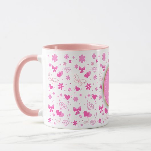 Mug Fleurs roses mignonnes Motif sans soudure, Fille F (Gauche)