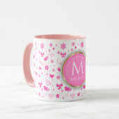 Mug Fleurs roses mignonnes Motif sans soudure, Fille F (Devant gauche)