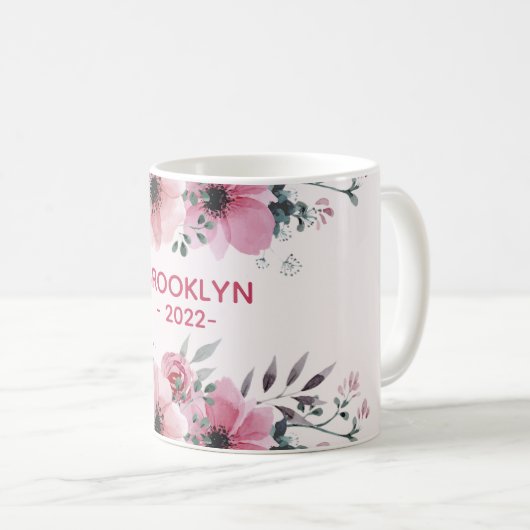 Mug Fleurs roses modernes (Devant droit)