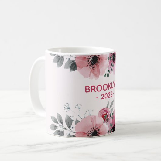 Mug Fleurs roses modernes (Devant gauche)