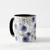 Mug Fleurs roses modernes Abstraites violet gris blanc (Devant gauche)