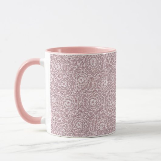 Mug Fleurs roses monochromes Dusty (Gauche)